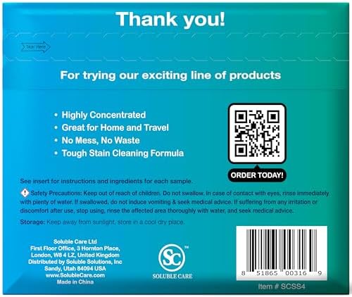 Soluble Care Sample Sheet Pack - Laundry Toilet Floor Hand Soap