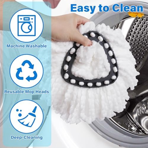 CDYJDY Mop Replacement Heads 3 Pack - Easy Wring Spin and Machine Washable