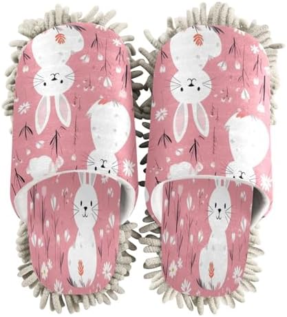 Bulletgxll Cute Rabbits Mopping Slippers Washable