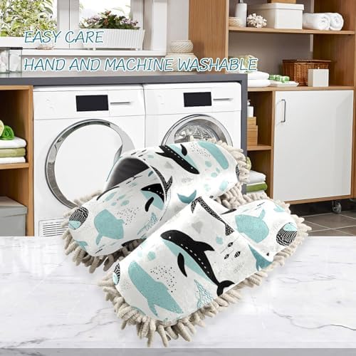 Bulletgxll Cute Whale Mopping Slippers - Washable Floor Mop Replacement