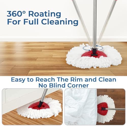 Matthew Spin Mop Replacement Heads Kit with Base and Handle