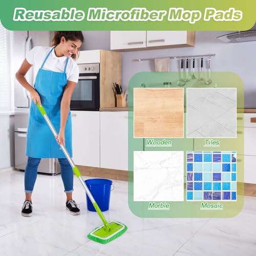 32 Pcs Reusable Microfiber Mop Pads for Swiffer Green