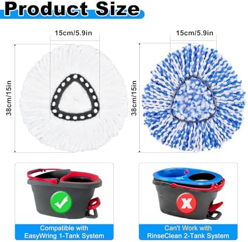 4PCS Microfiber Mop Heads for O-Cedar 1-Tank System