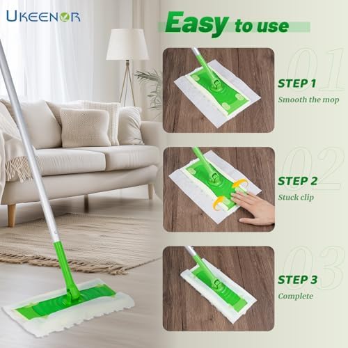 UKEENOR Heavy Duty Pet Dry Mop Refills 40 Count 78x118