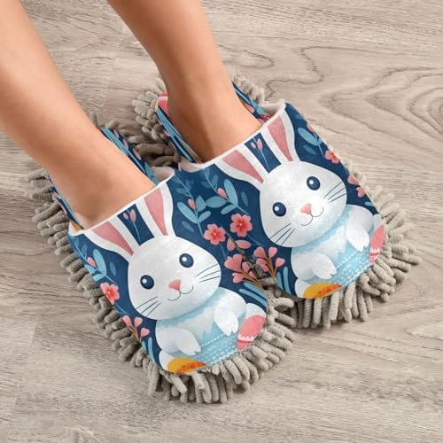 Bulletgxll Easter Rabbit Cleaning Slippers for Men Women L