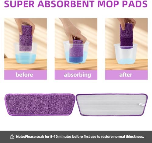 BUUROOHM 6pcs Microfiber Spray Mop Replacement Heads