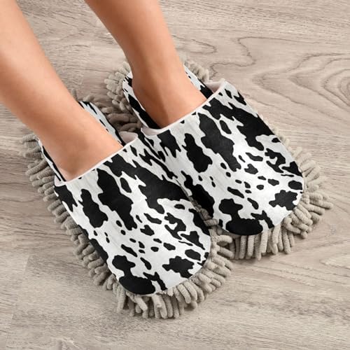 Bulletgxll Cow Print Mopping Slippers - Washable Comfortable and Durable