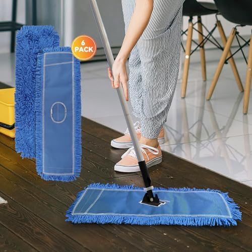 BeiLan 36 Inch Dust Mop Head Replacement - 6 Pack Blue