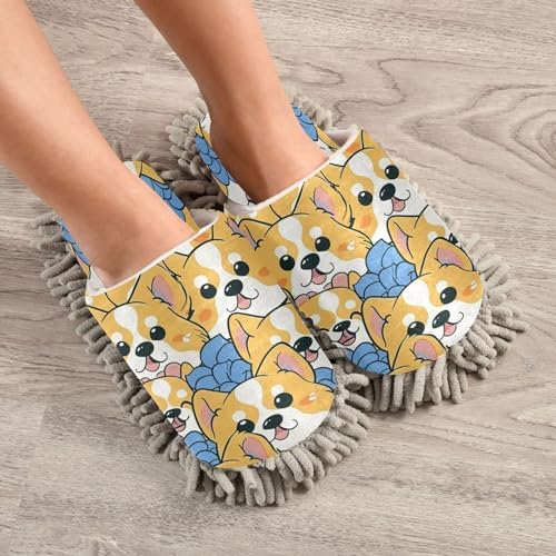 Bulletgxll Cartoon Dog Cleaning Mop Slippers L
