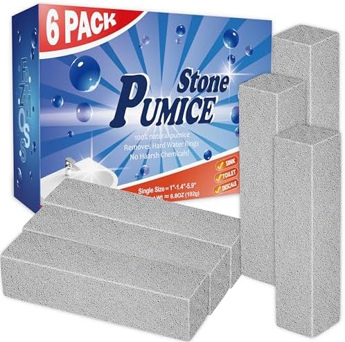 FAZMoss Pumice Stone 6-Pack - Heavy Duty Toilet Kitchen Cleaner
