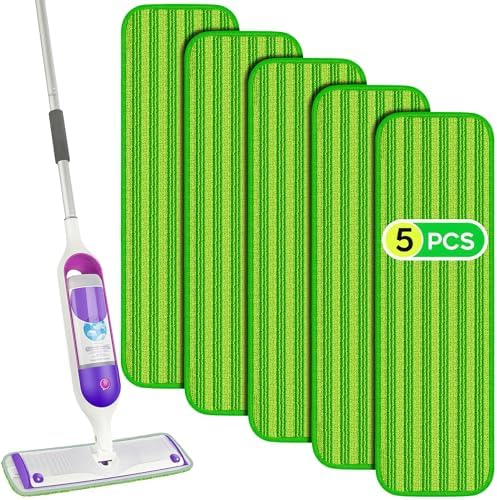 PAPCLEAN Microfiber PowerMop Pads 5 Pack Reusable