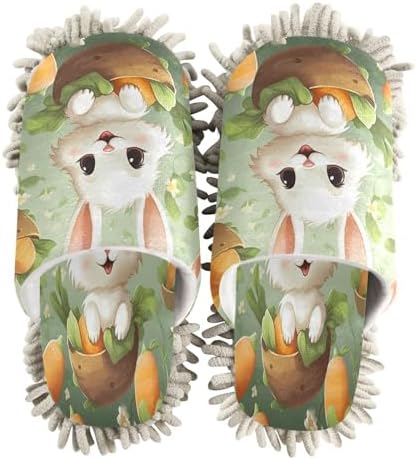 Bulletgxll Rabbit and Carrots Microfiber Cleaning Slippers - M