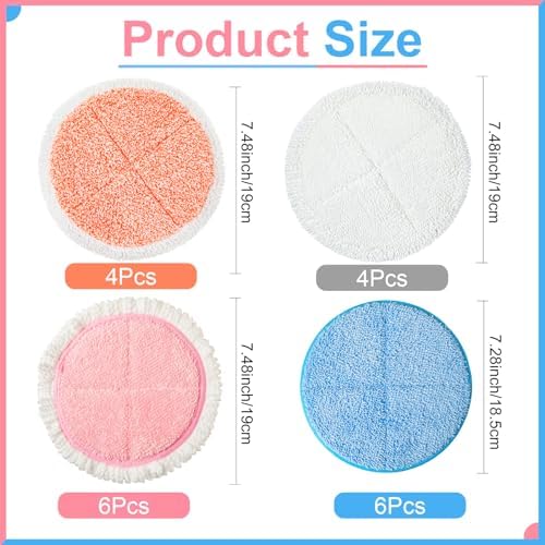Irenare 20 Pack Electric Mop Pads 728 Inch Reusable