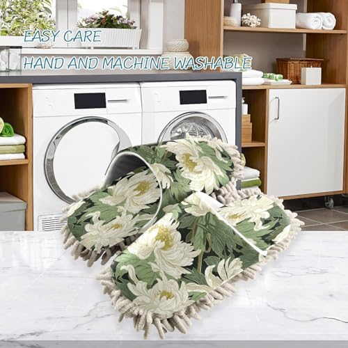 Bulletgxll White Flowers Mopping Slippers - Washable Replacement Mop Pads for Men Women
