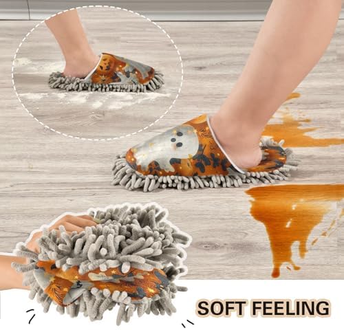 Zhirexin Halloween White Mop Slippers with Microfiber