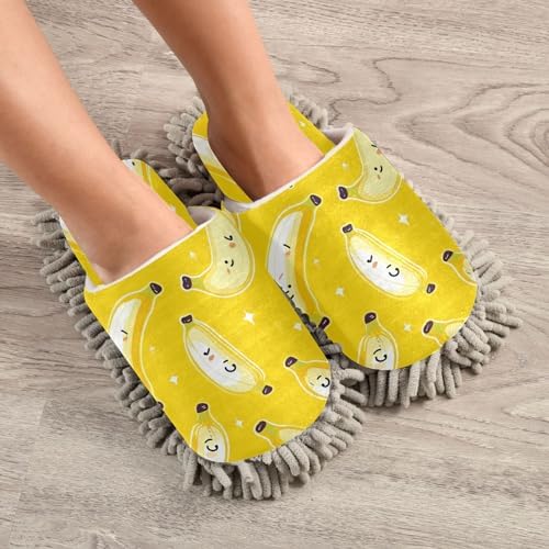 Bulletgxll Banana Mop Slippers - Washable Microfiber Cleaning Slippers for Men Women