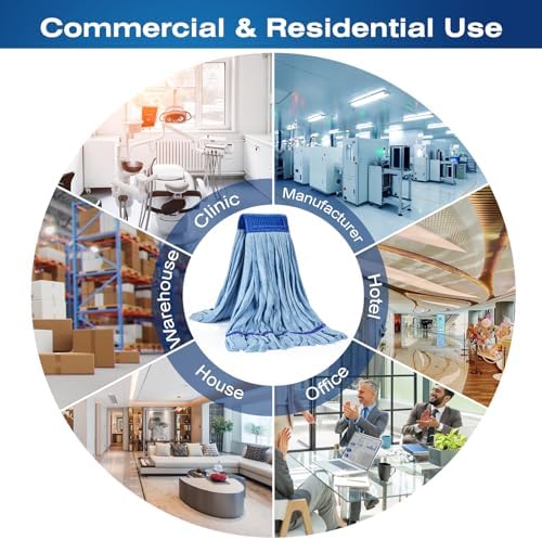 Matthew Microfiber Tube Mop Replacement Head 12 Pack Medium Blue