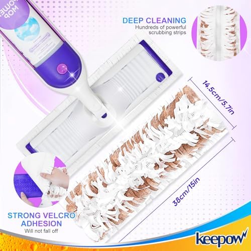 KEEPOW Disposable Mop Pads Refills 5 Pack Brown