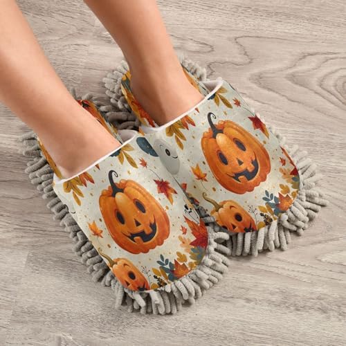 Zhirexin Halloween Cleaning Mop Slippers for Men Women