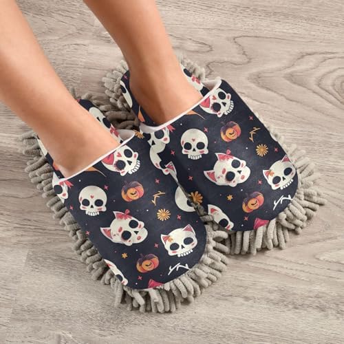 Zhirexin Halloween Bow Skull Cleaning Slippers