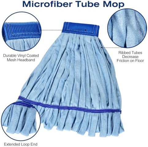 Matthew Microfiber Tube Mop Replacement Head 12 Pack Medium Blue