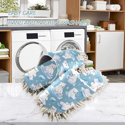 FLildon Microfiber Cleaning Slippers Polar Bears Mop Shoes