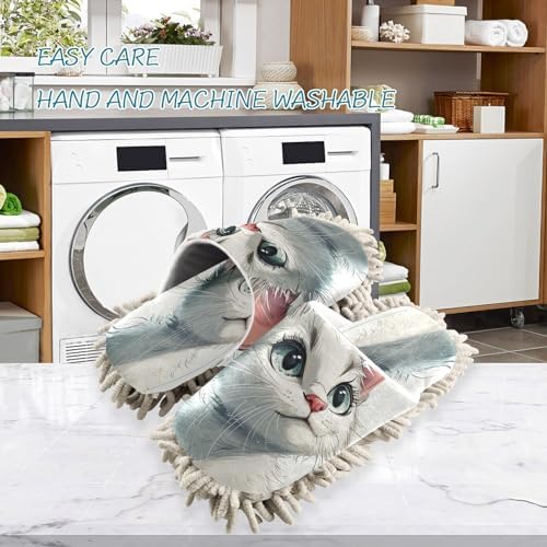 Bulletgxll Cartoon Cat Mopping Slippers Washable
