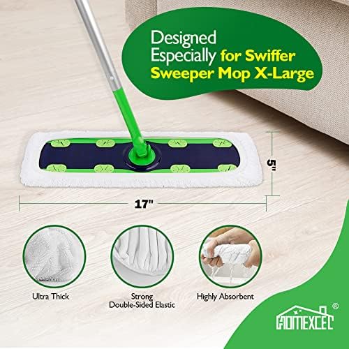 HOMEXCEL Reusable Microfiber Mop Pads - X-Large for Swiffer XL