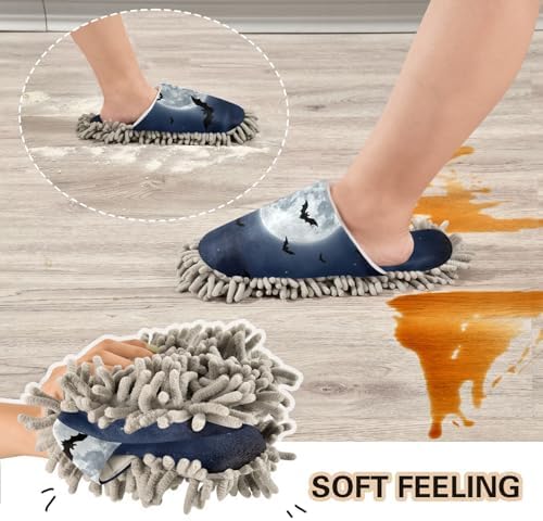 FLildon Microfiber Mop Slippers Halloween Bats Design