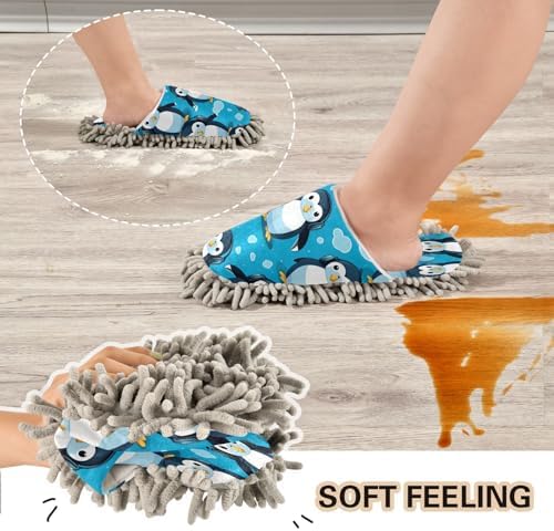 Bulletgxll Cute Penguins Cleaning Slippers Mop Pads Replacement