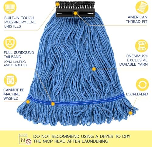 ONESIMUS Heavy-Duty Mop Head Replacement 2 Pack Blue