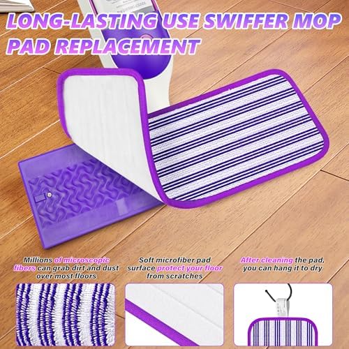 ILAVCLEAN Reusable Mop Pads Refills 12PCS for Swiffer Power Mop