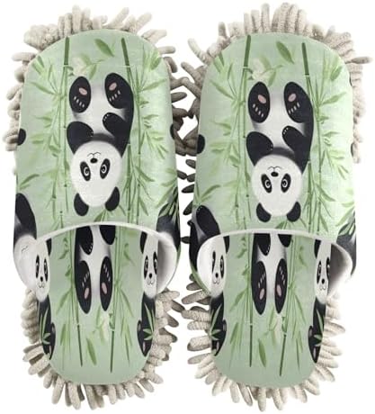 Bulletgxll Panda Bears Microfiber Cleaning Slippers - L