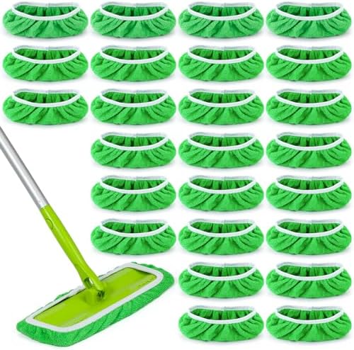 32 Pcs Reusable Microfiber Mop Pads for Swiffer Green