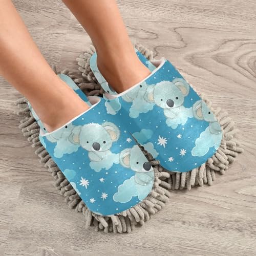 Bulletgxll Clouds and Koala Mopping Slippers - Washable Reusable