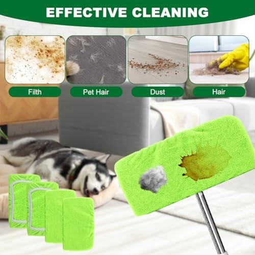 4Pcs Reusable Microfiber Mop Pads for Floor Cleaning