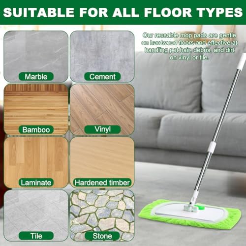 4Pcs Reusable Microfiber Mop Pads for Floor Cleaning