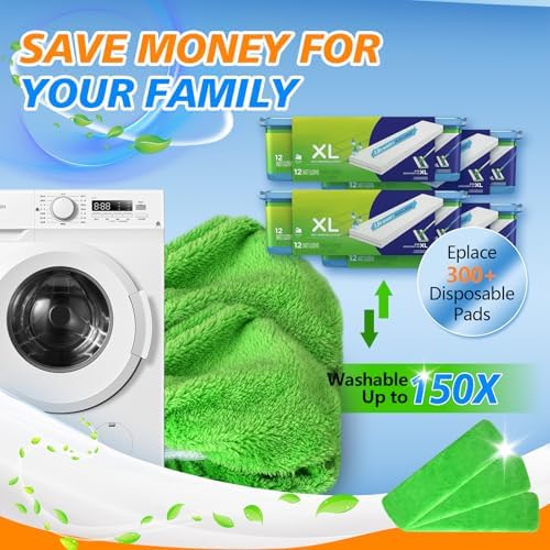 Yicotira Reusable Microfiber Mop Pads - 6 Pack XL Dry Wet Refills