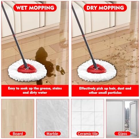 3 Pack Spin Mop Replacement Heads for O-Ceda Easywring
