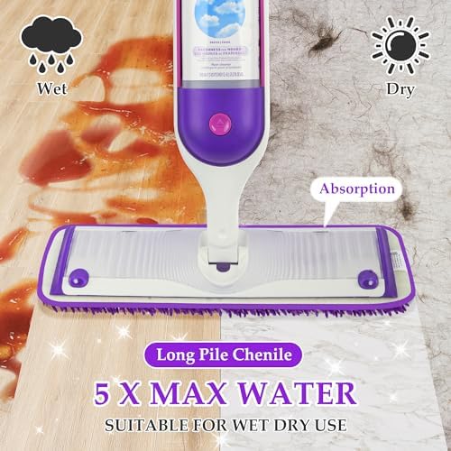 PAPCLEAN Microfiber Mop Pads - 3Pcs Reusable Refill for Swiffer PowerMop