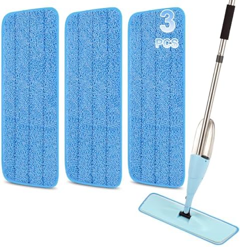 3 Pack Microfiber Spray Mop Replacement Heads for Bona and Other Mops