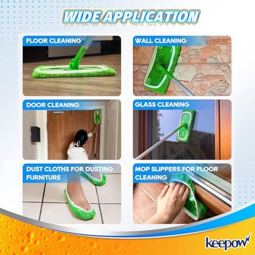 KEEPOW Reusable Wet Pads for Swiffer Mop 16 Pack