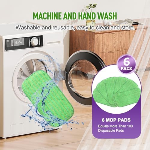 MABUBU 6 Pack Reusable Mop Pads for Swiffer WetJet and Sweeper Mops