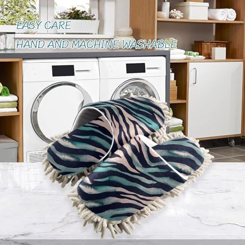 FLildon Microfiber Mop Slippers Zebra Print Washable 1