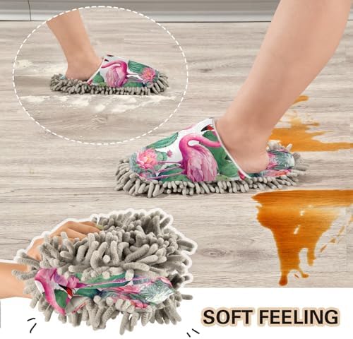 Bulletgxll Flamingo Cactus Mopping Slippers - M
