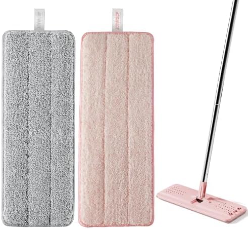 JOYMOOP Microfiber Mop Pads Replacement - Pack of 2 Grey Pink