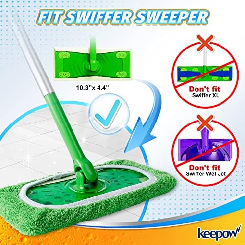 KEEPOW Reusable Wet Pads for Swiffer Mop 16 Pack