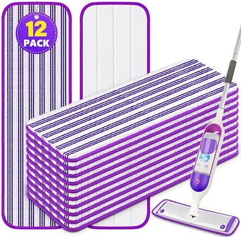 ILAVCLEAN Reusable Mop Pads Refills 12PCS for Swiffer Power Mop