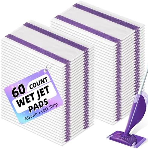 60 Count Disposable Wetjet Pads Refill for Swiffer Wet Jet Mop