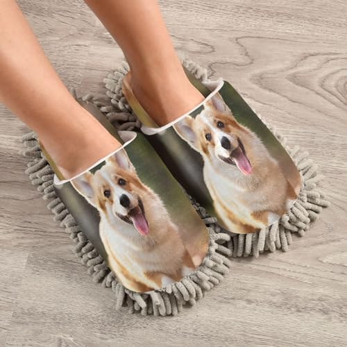 Bulletgxll Cute Dog Microfiber Mopping Slippers - L